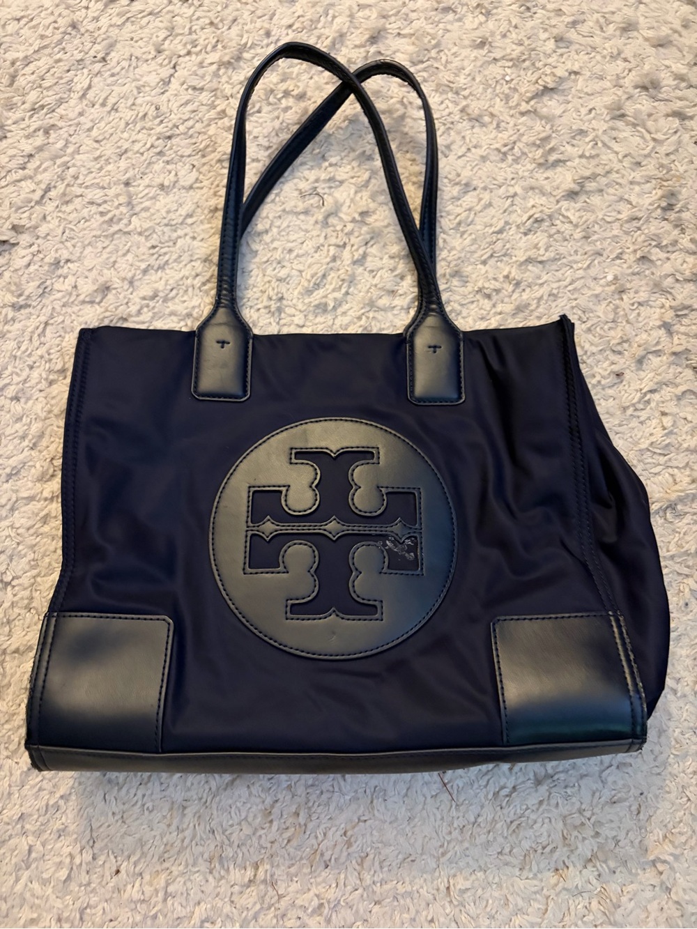 Tory Burch Navy and Black Logo Tote